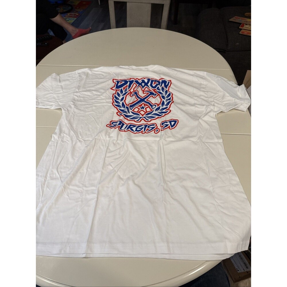 Dixxon Mens T Shirt Size 3X Short Sleeve White Red Blue Graphic Sturgis SD